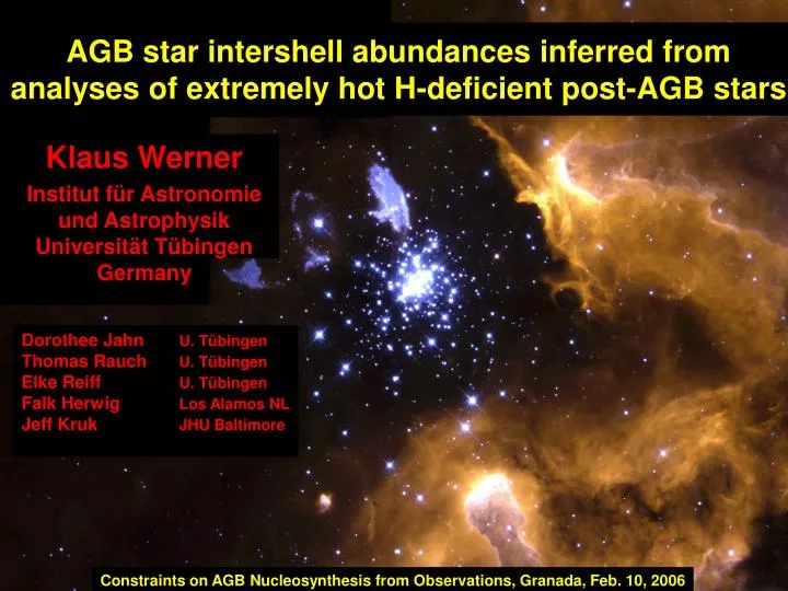 agb star intershell abundances inferred from analyses of extremely hot h deficient post agb stars