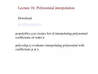 Lecture 16: Polynomial interpolation