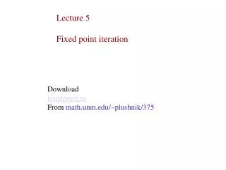 Lecture 5 Fixed point iteration