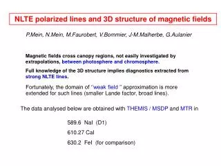 NLTE polarized lines and 3D structure of magnetic fields