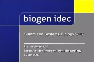 Burt Adelman, M.D. Executive Vice President, Portfolio Strategy 5 June 2007