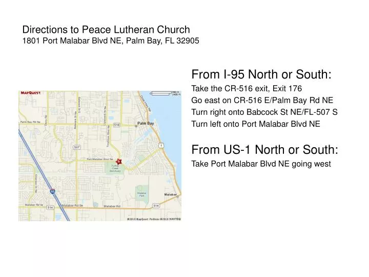 directions to peace lutheran church 1801 port malabar blvd ne palm bay fl 32905