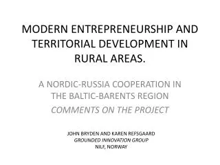 MODERN ENTREPRENEURSHIP AND TERRITORIAL DEVELOPMENT IN RURAL AREAS.