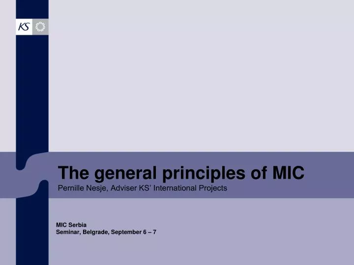 the general principles of mic pernille nesje adviser ks international projects