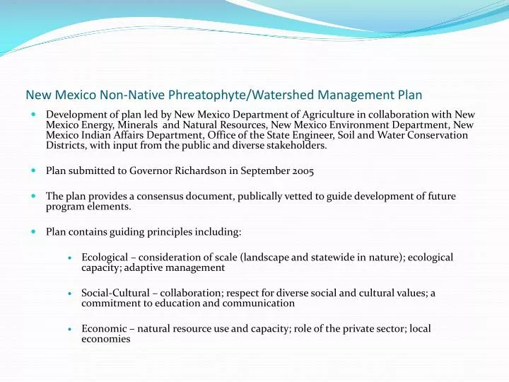 new mexico non native phreatophyte watershed management plan