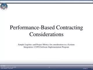Performance-Based Contracting Considerations