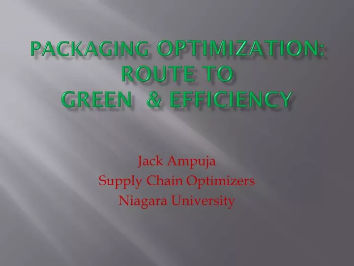 packaging optimization route to green efficiency