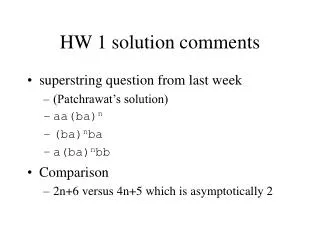 HW 1 solution comments