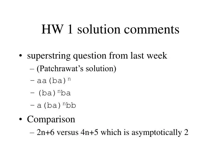 hw 1 solution comments