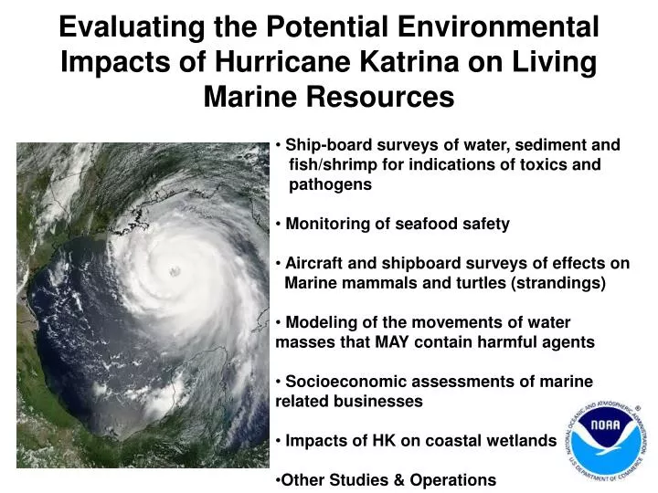 evaluating the potential environmental impacts of hurricane katrina on living marine resources
