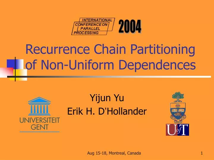 recurrence chain partitioning of non uniform dependences