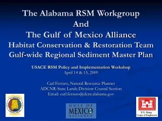 USACE RSM Policy and Implementation Workshop April 14 &amp; 15, 2009