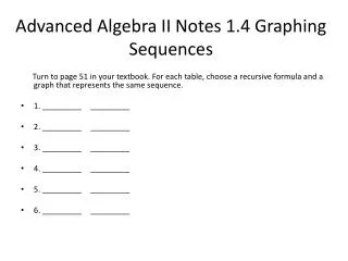 Advanced Algebra II Notes 1.4 Graphing Sequences