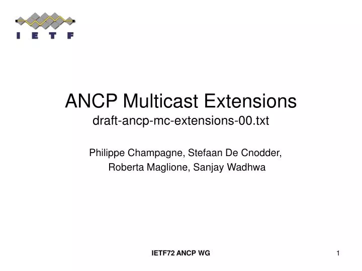 ancp multicast extensions draft ancp mc extensions 00 txt