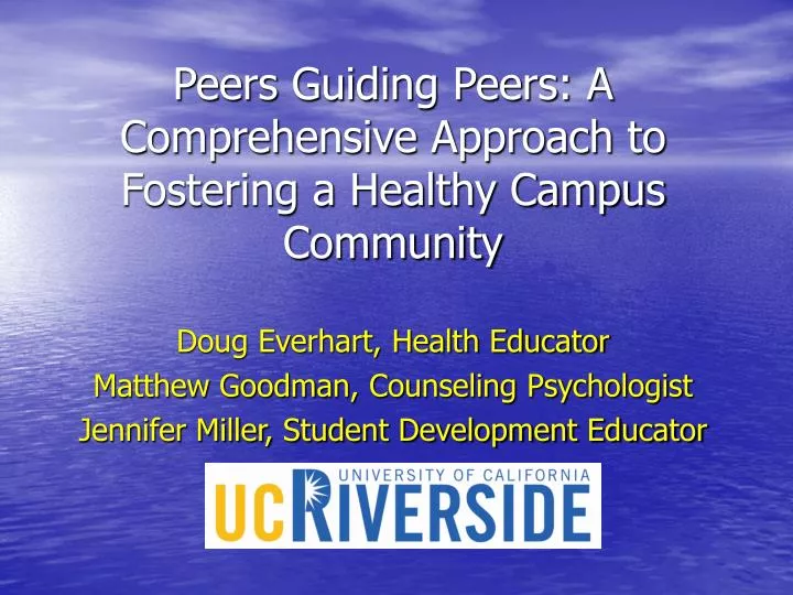 peers guiding peers a comprehensive approach to fostering a healthy campus community
