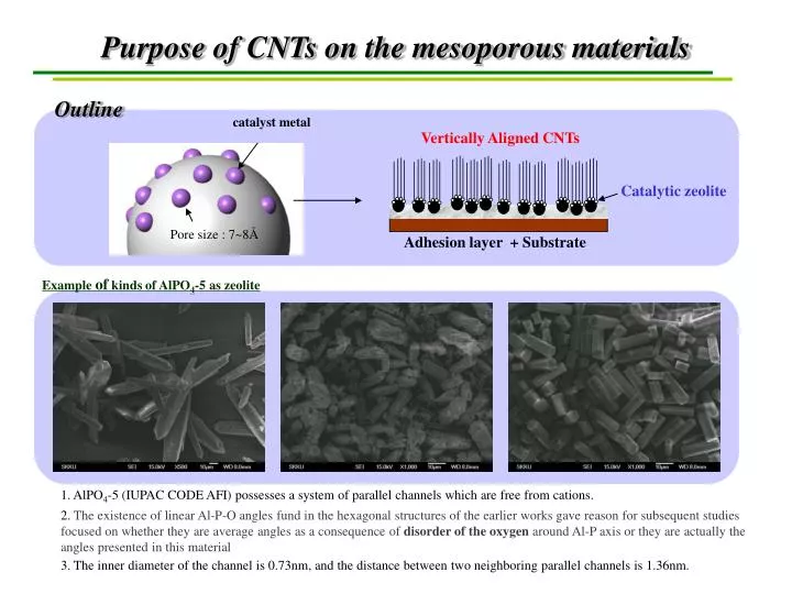 purpose of cnts on the mesoporous materials