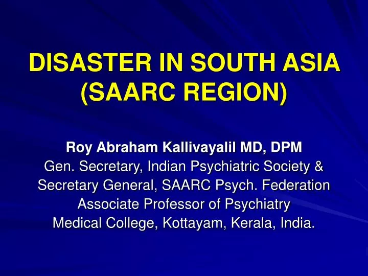 disaster in south asia saarc region