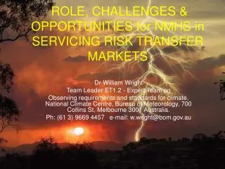 ROLE, CHALLENGES &amp; OPPORTUNITIES for NMHS in SERVICING RISK TRANSFER MARKETS