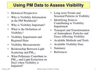 Using PM Data to Assess Visibility