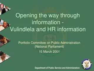 Opening the way through information - Vulindlela and HR information