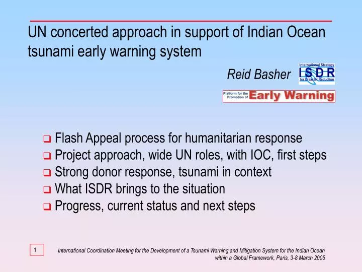 un concerted approach in support of indian ocean tsunami early warning system
