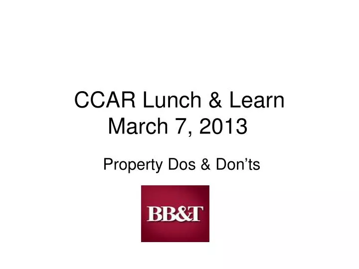 ccar lunch learn march 7 2013