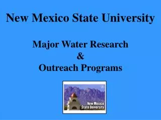 Major Water Research &amp; Outreach Programs