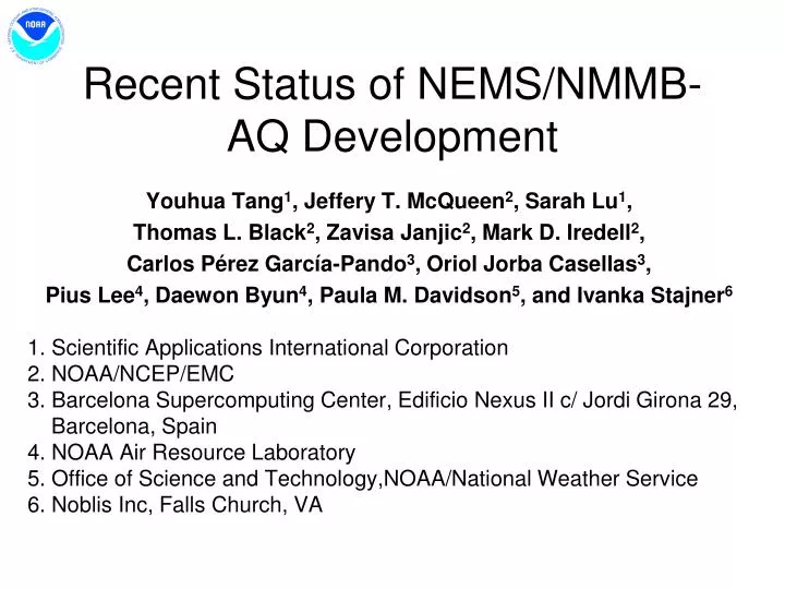 recent status of nems nmmb aq development