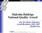 Malcolm Baldrige National Quality Award - slide 1