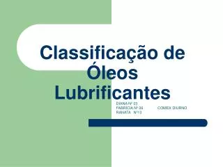 classifica o de leos lubrificantes