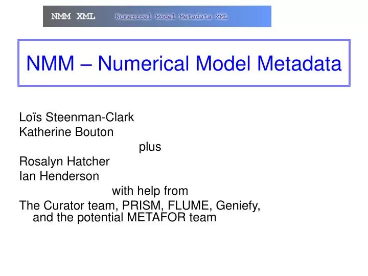 nmm numerical model metadata