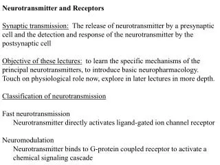 Neurotransmitter and Receptors