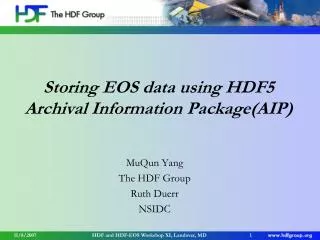 Storing EOS data using HDF5 Archival Information Package(AIP)