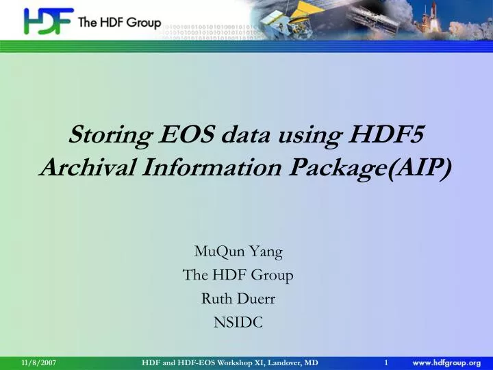 storing eos data using hdf5 archival information package aip