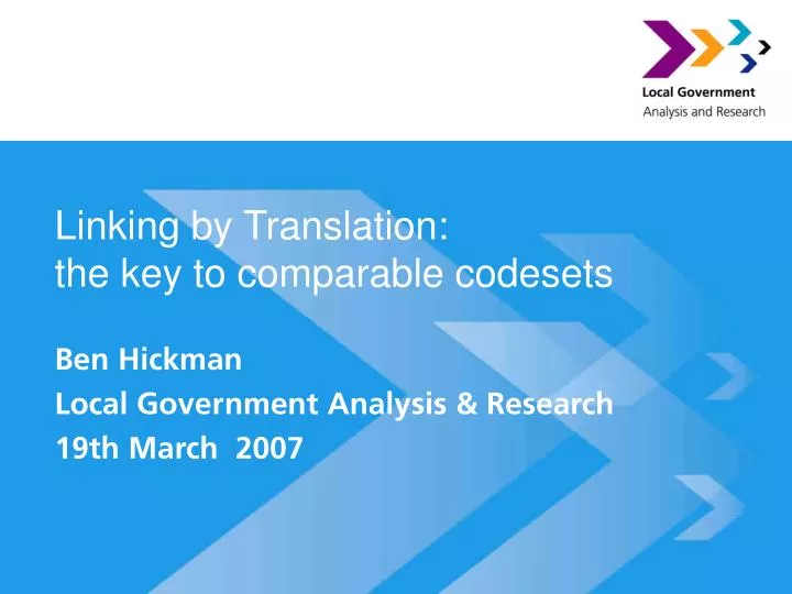linking by translation the key to comparable codesets