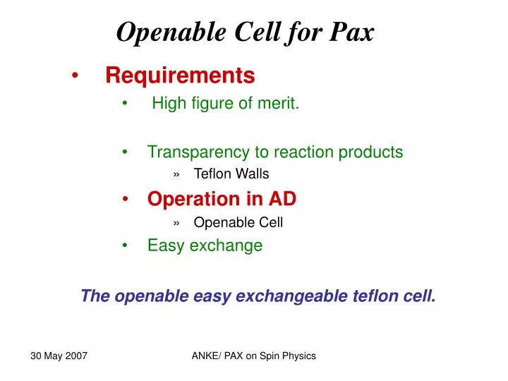 openable cell for pax