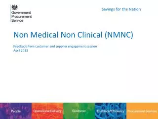Non Medical Non Clinical (NMNC) Feedback from customer and supplier engagement session