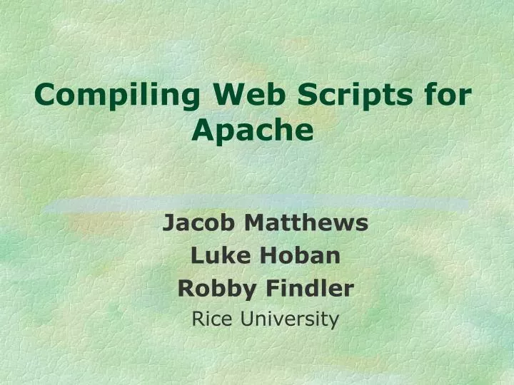 compiling web scripts for apache