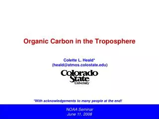 Organic Carbon in the Troposphere