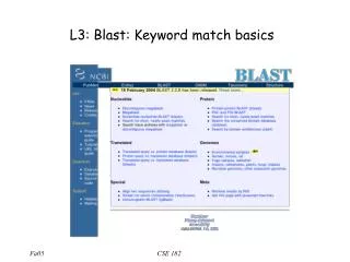 L3: Blast: Keyword match basics