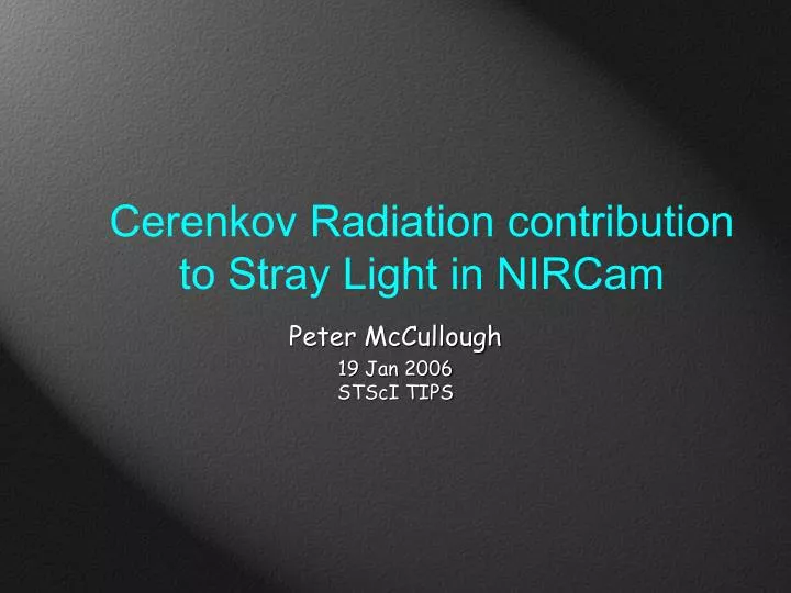 cerenkov radiation contribution to stray light in nircam