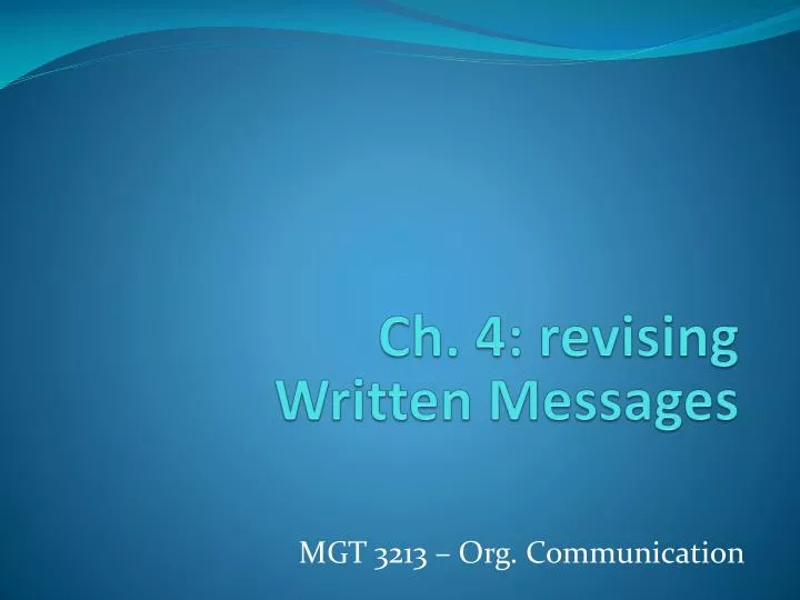 ch 4 revising written messages