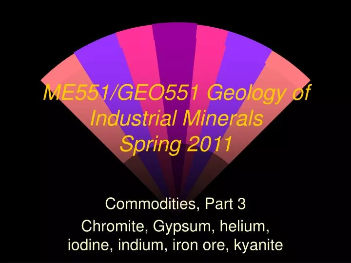 me551 geo551 geology of industrial minerals spring 2011