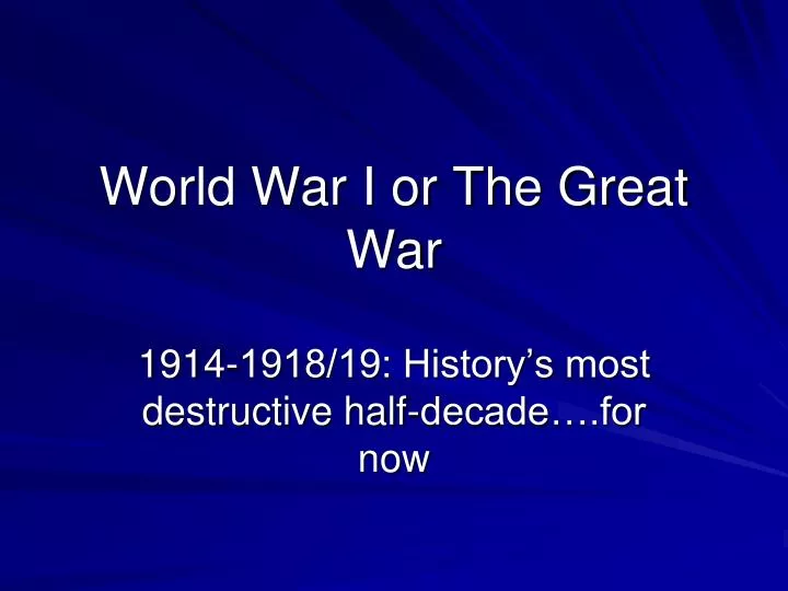 world war i or the great war