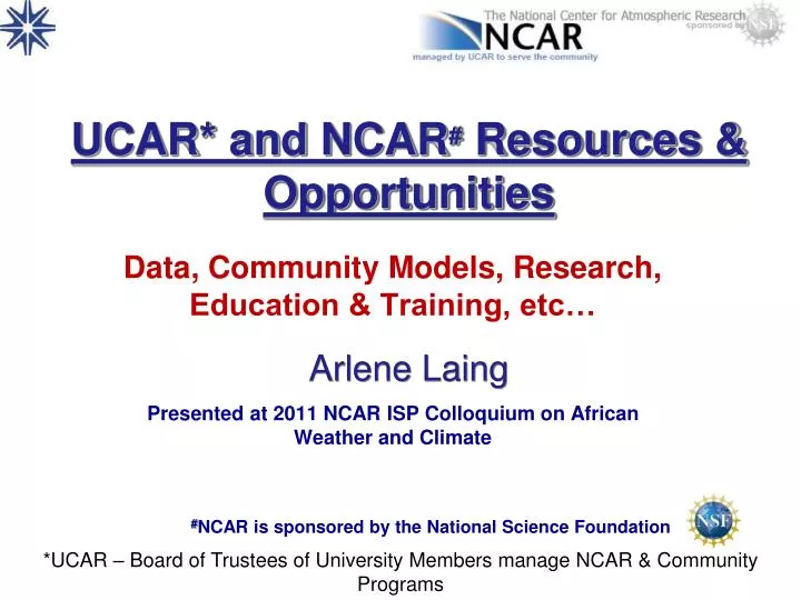ucar and ncar resources opportunities arlene laing