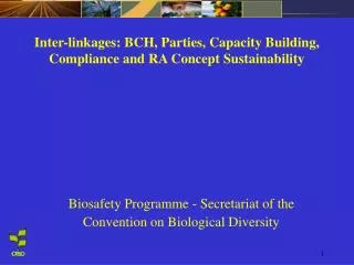 Inter-linkages: BCH, Parties, Capacity Building, Compliance and RA Concept Sustainability