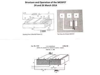 Structure and Operation of the MOSFET 24 and 26 March 2014