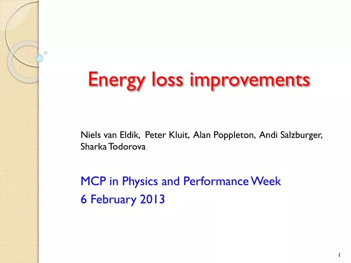 energy loss improvements