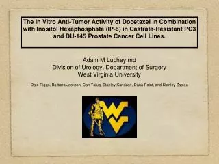 Adam M Luchey md Division of Urology, Department of Surgery West Virginia University