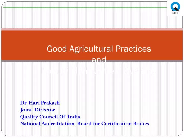 good agricultural practices and role of management systems